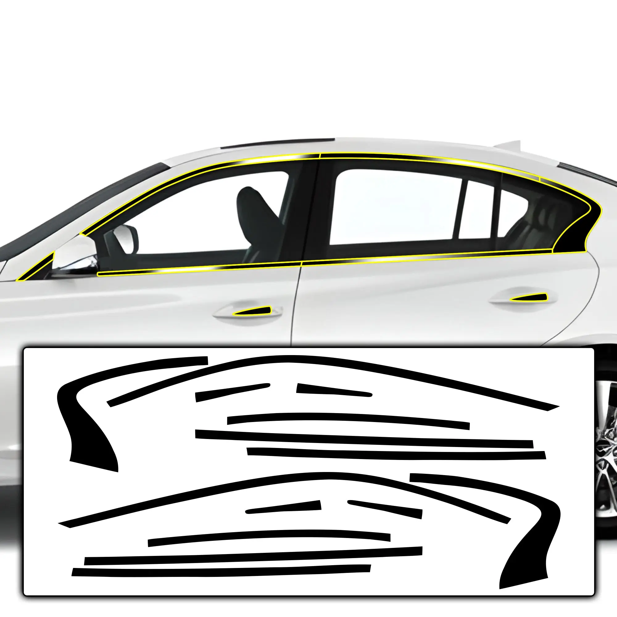 Infiniti Q50 2018-2024 Window Trim Blackout Chrome Delete Kit – Precut Gloss Black Vinyl Overlays