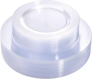 60PCS Clear Plastic Plates - Disposable Clear Plates Heavy Duty for Christmas Party/Wedding/New Year - Include 30PCS 10.25inch Dinner Plates and 30PCS 7.5inch Dessert/Salad Plates