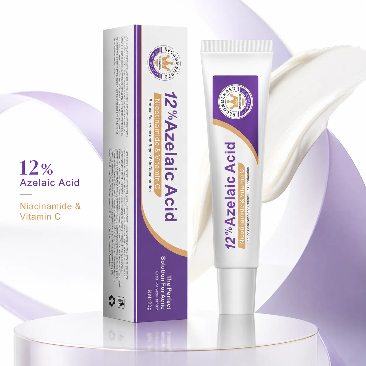 12% Azelaic Acid Daily Face Cream with Niacinamide & Vitamin C – Lightweight Moisturizer for Uneven-Looking Tone, Post-Blemish Marks, Visible Redness & Rough Texture – Non-Greasy Facial Skin Care, 20g