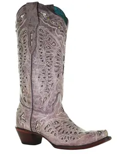 Corral Women's Butterfly Glitter Western Boot Snip Toe - A4088