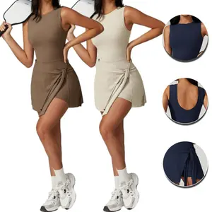 Women's Tennis Dress with Built-in Shorts, Slim Fit, Sleeveless Tank Top & Skirt, Quick Dry, Breathable, Ideal for Tennis and Gym Outfits