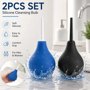 2PCS Silicone Ball Flush Cleaner with Nozzle Douche Cleaner for Women & Man, Bulb Clean, Press-Type Enema,Soft Silicone Material,  smooth, firm and flexible, 360° Deep Cleansing Feminine Care Kit, Personal Care Product for Home & Travel