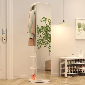 Full-length mirror, rubber wood + mirror, 65.7 x 17.7 inches (mirror width: 13.7 inches) , can observe the whole body, easy to dress, organize and place in the bedroom/living room/office/cloakroom (wh