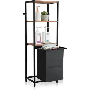 Tilt-Out Laundry Hamper with Shelf – 3 Tier Laundry Organizer with Waterproof Bin| Cabinet with for & Bedroom