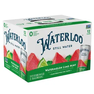 Waterloo Still Water, Watermelon Lime Mint Naturally Flavored Purified Water | 12 Fl Oz Cans (Pack of 12) \u2013 Zero Calories and Zero Sugar or Sweeteners