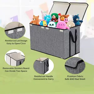Extra Large Toy Chest with Lid - Collapsible Sturdy Storage Bin - Kids Toy Box Organizer for Playroom, Nursery and Closet