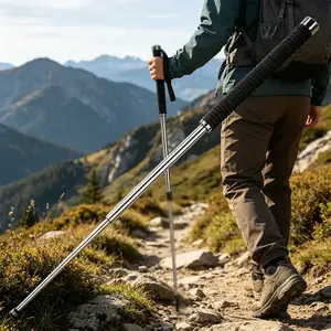 Retractable Hiking Staff (Ideal for Hiking, Camping, and Trail Running): Features a Comfortable Grip and Robust, Durable Construction—The Perfect Choice for Outdoor Adventures (Length: 39 inches) — Height Adjustable outdoorfun
