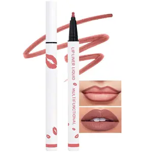 Beige Longwear Liquid Lip Liner Waterproof, 24 Hour Long Lasting Lip Liner Stain Marker Pen, 2-in-1 Matte Semi Permanent Lipliner & Lipstick, Vegan & Cruelty-Free