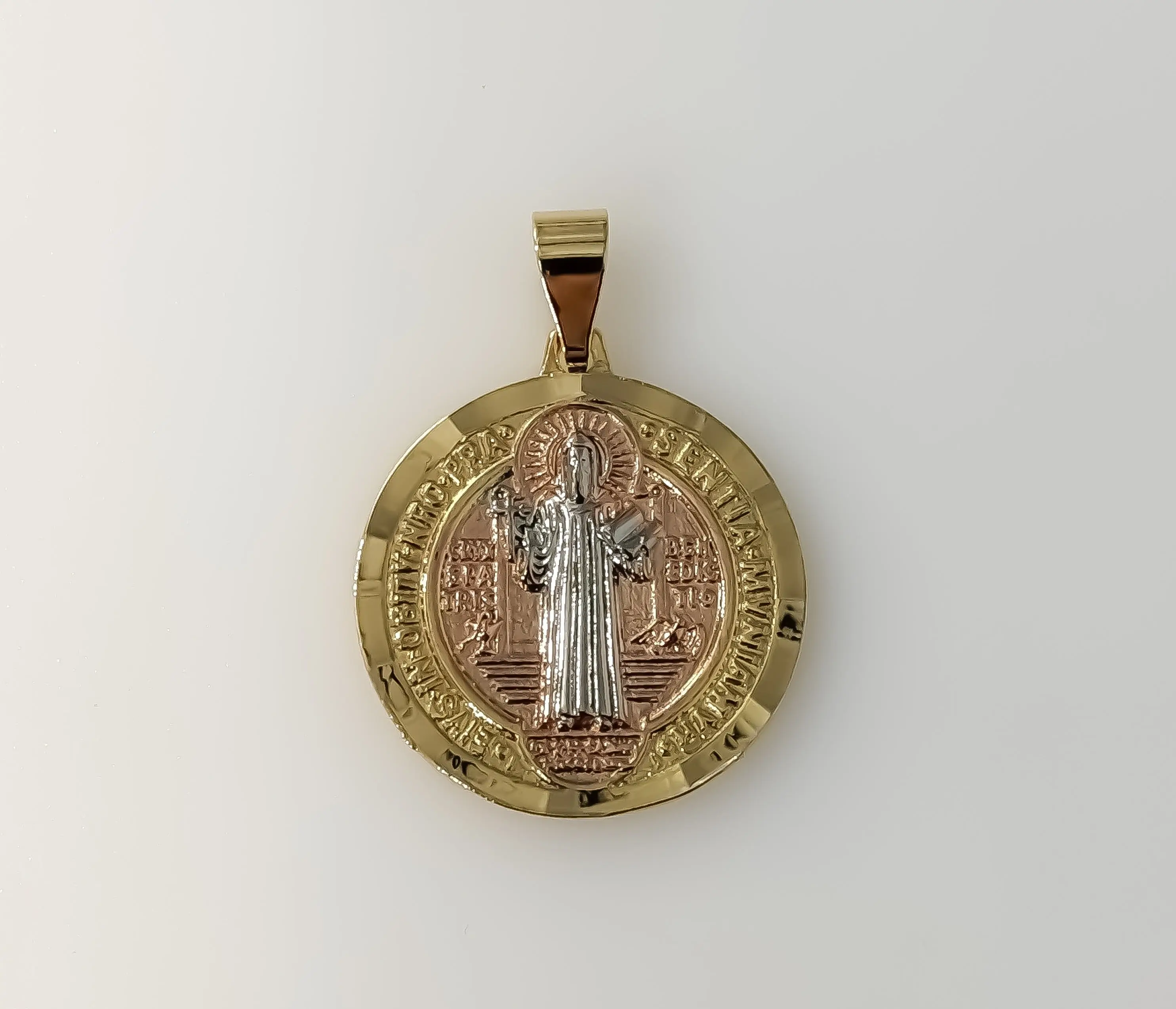 Plated Tri-Color 30mm Saint Benedict Medal Pendant