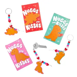 Dinosaur Nugget Keychain Craft Kit Valentine Exchanges with Box for 24