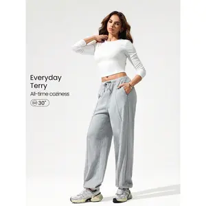 GLOWMODE Everyday Terry Sweat-Wicking Soft Breathable Loose Fit Adjustable Drawstring Waist Jogger Sweatpants With Side Pockets Dancing Studio Daily Casual Wear