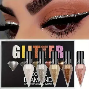 Five-Pack Diamond Glitter Eyeliner Liquid 12.5g, Long-Lasting Waterproof Eye Makeup, Perfect for Dramatic Looks, Ideal for All Skin Types