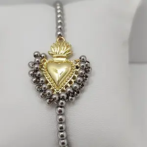 14K Gold Laminated Beads ( Silver color ) Adjustable Bracelet - Elegant Classic Design for Versatile Wear, Luxurious Feel, Durable & Premium Look, Suitable for Various Occasions