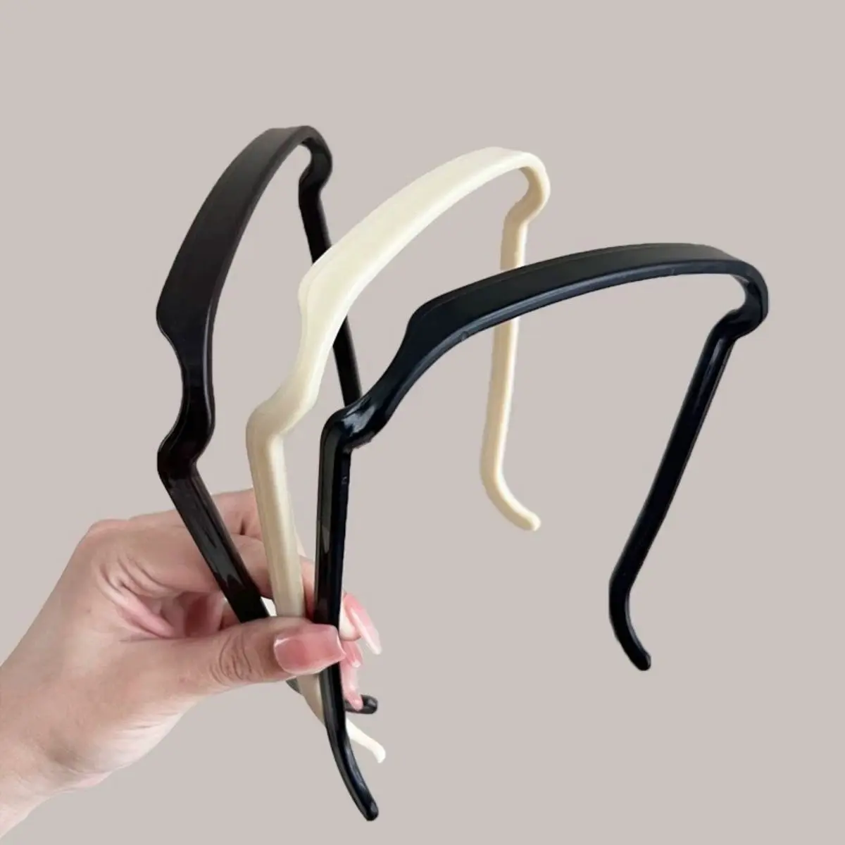 Female 2pcs Elegant Square Headband - Invisible Sunglasses Hair Hoop, Everyday Hairstyle Fixing Artifact for Curly Thick Hair (Brown), Brown - 2Pcs