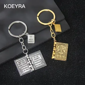 KOEYRA Creative Bible Book Design Metal Keychain for Men & Women Fashion Keychain for Bag Car Key Decor Charms Trendy All-match Exquisite Keychain for Gift
