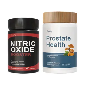 Ultimate Men's Health Bundle - Nitric Oxide Booster 60ct + Prostate Health Bundle - Natural Supplement Capsules - Support Blood Circulation & Prostate Health