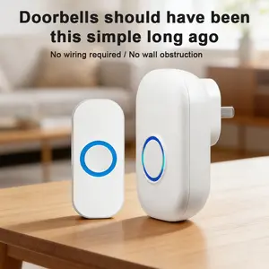 Wireless doorbell, Wireless Smart Doorbell for the elderly, long distance use, Easy installation, plug-and-play, waterproof doorbell, 1000 feet working range, 38 ring tones, 4 levels of adjustable volume, LED flashing light, transmitter IP44