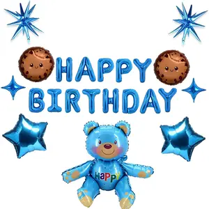 Cookie Party Decoration 22 count Blue Happy Birthday Balloon Banner for  Chip Cookie  Shower  Birthday Party Decorations