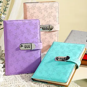 Vintage Embossed Password Notebook A5 Size, Lined Pages 100 Sheets/200 Pages, Includes Bookmark Pen Holder, Ideal for Office Writing and Recording, Office Stationery, Office Stationery Supplies