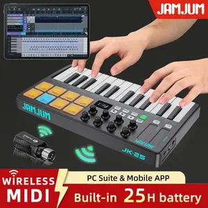 Jamjum 25-Key Midi Keyboard, Music Composition Controller, Electric Midi Controller with Mobile APP, Mid Receiver Included