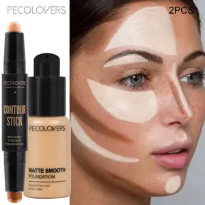 2pcs/set Liquid Foundation & Double-Ended Highlight Stick lawless Liquid Foundation - Full Coverage, Waterproof, Long-Lasting Concealer- Suitable for Daily Use