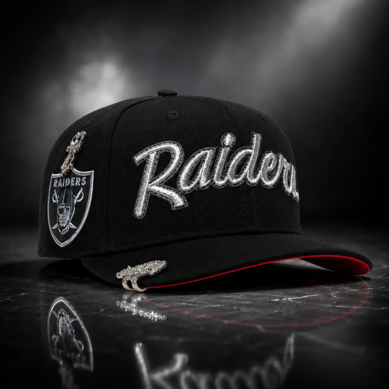 Las Vegas Raiders Embroidered Snapback Hat - Black Leather Brim Script Script Logo Football Fan Cap, Adjustable Sports Streetwear Headwear