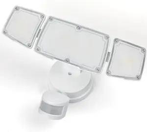 50W LED Security Lights Motion Sensor Light Outdoor, Waterproof, Dusk to Dawn, 3 Head Motion Detected Flood Light for Garage, Yard, Porch, White