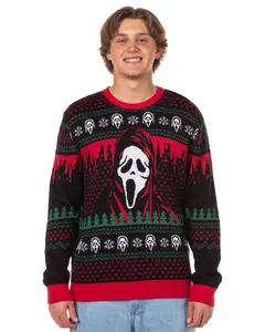 Ghost Face Adult Ugly Sweater for Christmas Ghostface Knit Holiday Pullover