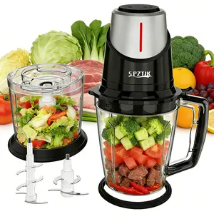 SPZTJK Meat Grinder,Food Processors With 2 Bowls and 4 Bi-Level Blades, Mini Electric Food Chopper 300W, For Baby Food, Meat, Onion, Vegetables