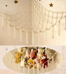 Stuffed Animal Storage Hammock or Net Corner - Large Toy Hammock Net for Stuffed Animals Room Decor - Cute Stuff Animal Organizer Plush Holder - Kids Baby Nursery Essentials Wall Bedroom Home Decor