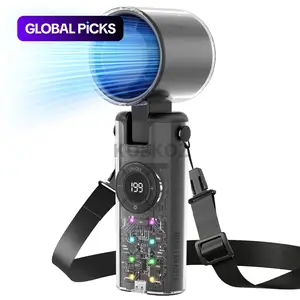 Portable Handheld Turbo Fan - 5 High Speed 4000mAh Rechargeable Battery Powered, 3 IN 1 Personal Hand Fan with Flashlight for Travel, Beach Vacation, Gifts for Women, Men, Multifunctional Cooling Fan