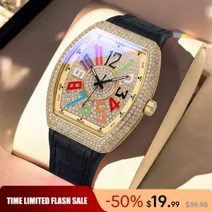 Men's Luxury Rhinestone Embellished  Watch Included Fashion Timeless ClassicWatch Flash Sale -Fashionable it is elegant, durable, and the perfect choice foreveryday wear.  with Gift Box