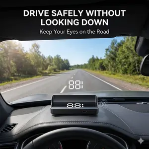 1PC Car HUD Head Up Display, Minimalist Digital GPS Speedometer, KMH/MPH Real-Time Speed Projection, for All Drivers Night & Highway Driving