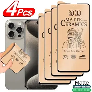 1-4PCS Matte Ceramic Screen Protector For iPhone 17 Pro Max Air 13 11 16  15 14 12 Mini XR Xs X 7 8 Plus SE Soft Protective Film