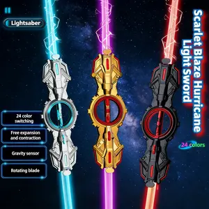 New Arrival! Kids' Futuristic Fire Spin Sword - 2-in-1 Retractable Double-Blade, 24-Color LED Lights & 360 °     Spinning. STEM-Inspired Role-Play Toy, Interactive Open-Ended Fun for Boys & Girls. Cool Laser Sword for Daily/Costume Party!