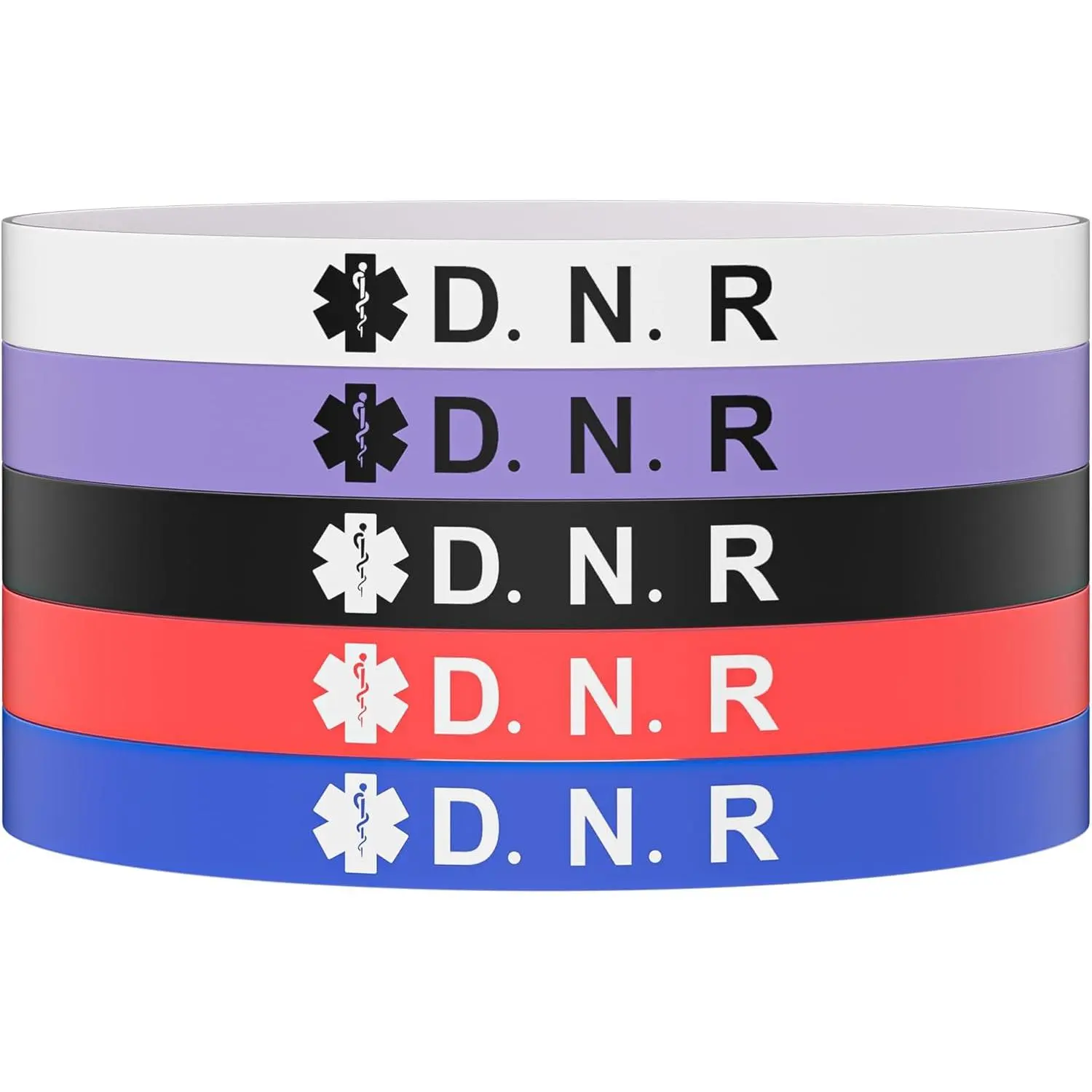 5PCS Medical Alert Bracelet for Men Women, Medical Alert ID Silicone Wristband for Diabetic D.N.R Pacemaker Epilepsy