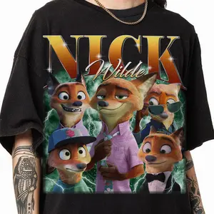 Youth & Adults Zootopia Nick Wilde & Judy Hopps Cartoon Shirt, Zootopia 2 2025 Inspired Graphic Tee, Cute Animal Duo Family Trip Shirt, Theme Park Vacation Gift