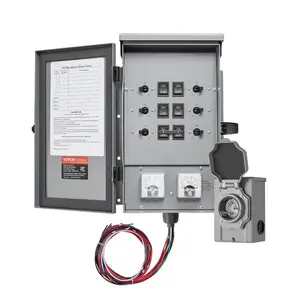 summervibes VEVOR Manual Transfer Switch, 30-Amp 6-Circuit, Prewired Generator Transfer Switch Kit with NEMA L14-30P Power Inlet Box, Double-Throw Switch, NEMA 3R, Mechanical Watt Meter, for 7500W Generators, Manual Switch