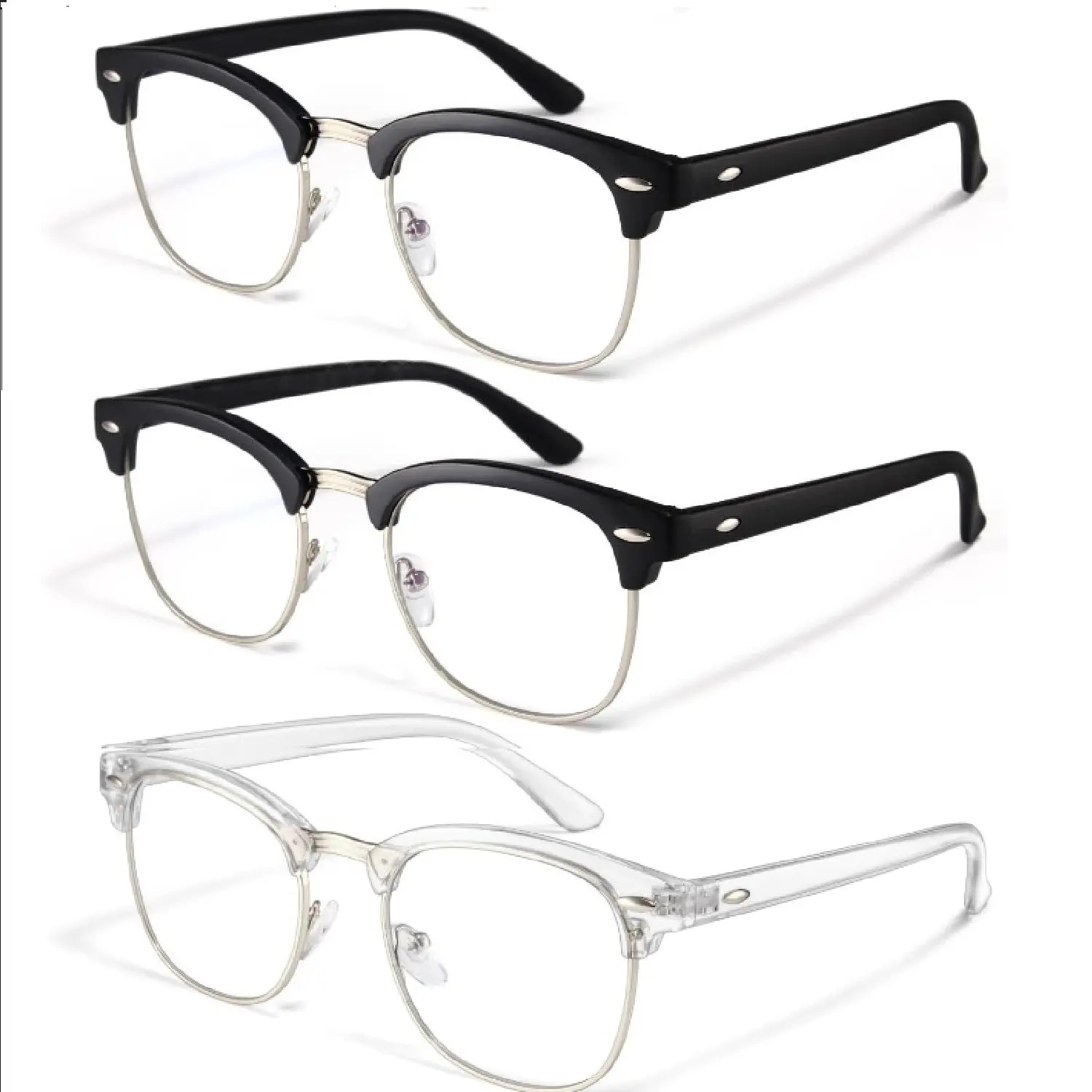 Computer Blue Light Blocking Glasses 3 Pack Blue Light Glasses Men Women, Anti Blu-Ray Clear Gaming Glasses Lenses