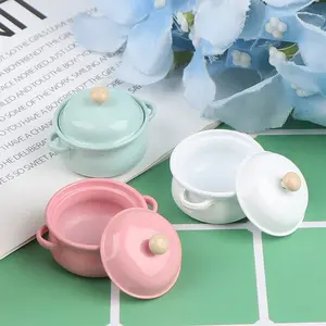 1pc Mini Alloy Soup Pot Dollhouse Accessory for DIY Decor Small Landscape Art Ornament
