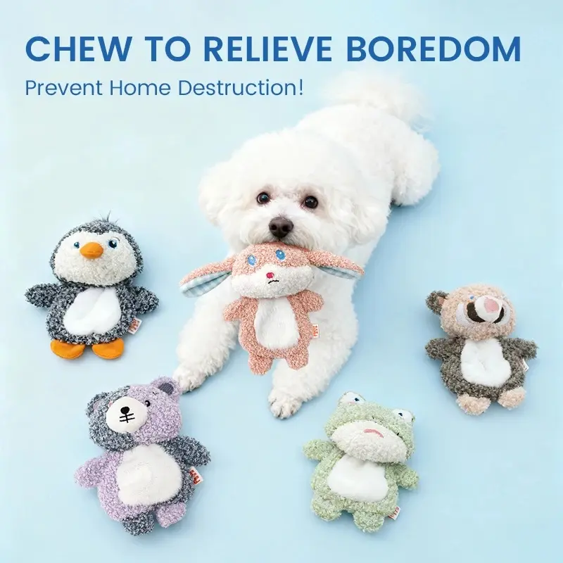 Cute Animal Plush Dog Toy with Built-In Bell, Interactive Loneliness Relief Toy for Dogs
