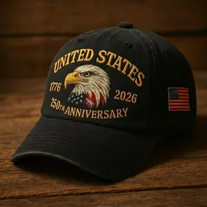 Patriotic Eagle Embroidered Hat United States 250th Anniversary 1776–2026 Vintage Washed USA Dad Cap for Men Women
