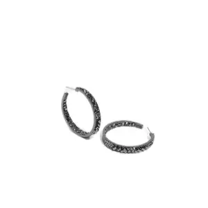 Paparazzi Glitzy By Association Blockbuster Hoop Earrings - Sparkling Black Rhinestone Design for Glamorous Outfits