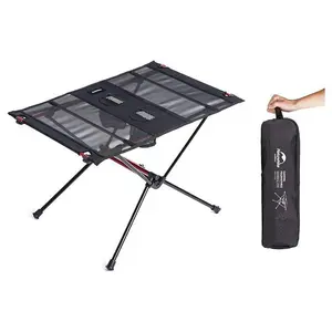 Naturehike 1.6 lbs Ultralight Folding Camping Table, Portable Aluminum Table with Cup Holders & Carry Bag for Outdoor Camping & Picnic Outdoorfun FathersDayGift