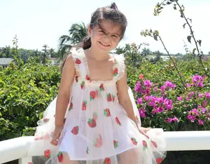 38 - White Dress with Sequins Strawberry Tulle