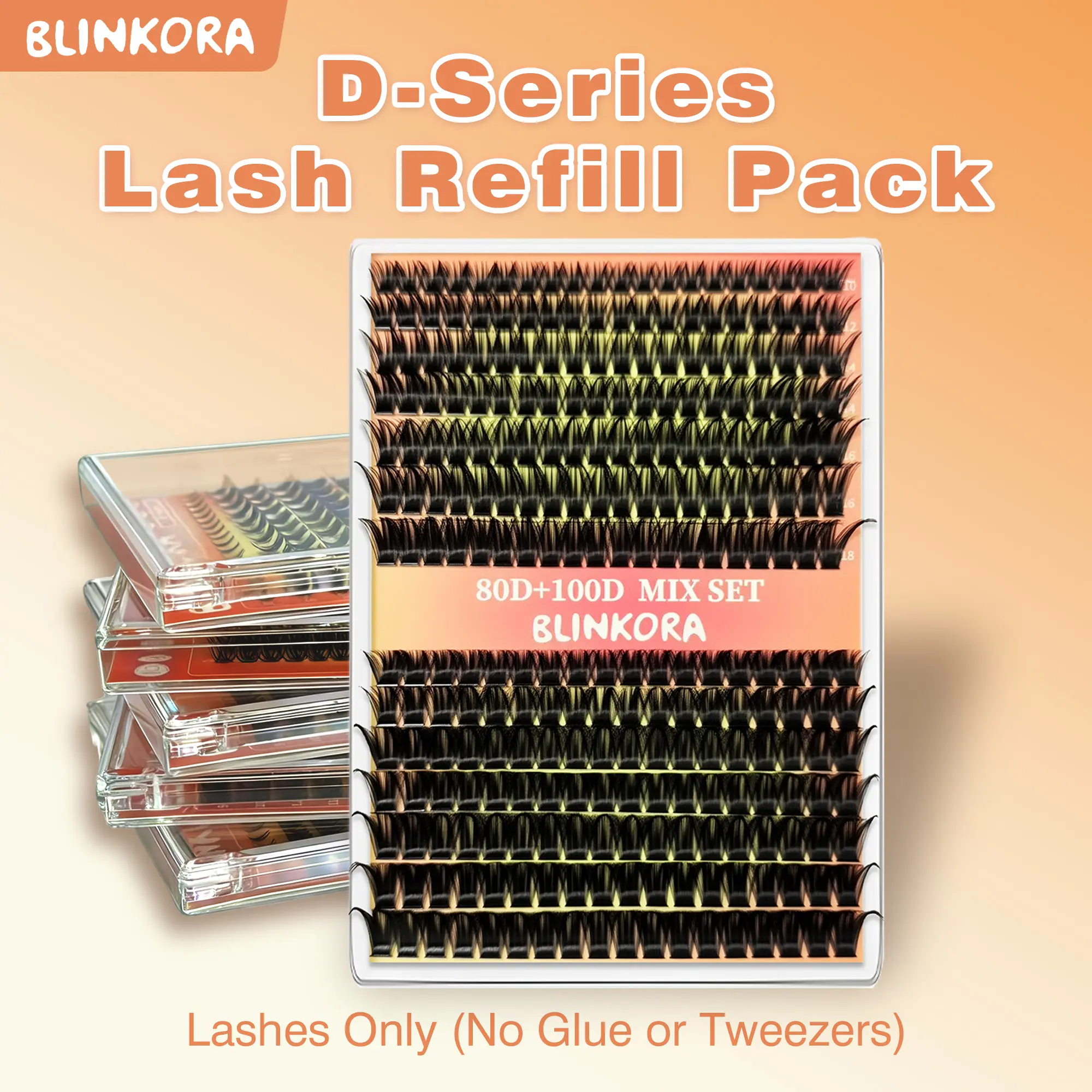 Blinkora D-Series Lash Cluster Refill Packs Super Soft DIY Lash Extension, Waterproof, Long-Lasting, Cluster Lash