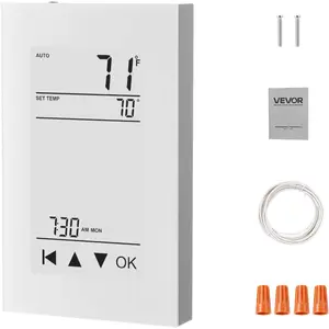 VEVOR 7 - Day Programmable Thermostat, Home Thermostats for Radiant Underfloor Heating Cable, Heat Pump with GFCI Sensitive Sensor, TFT Color Display Touchscreen, Efficient, Gray - White (Without WiFi)VEVOR Super Brand Day