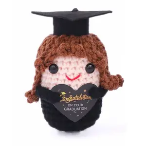 Positive Crochet Graduation gift - Cute Knitted Plush Decor, Soft Stuffed Figure for Men and Women, Ideal Graduation Gift for Daughter/Son, Best Friends, Girlfriend, and Couples - Inspirational Desk Accessory for Exam Season and Grad Party Souvenir