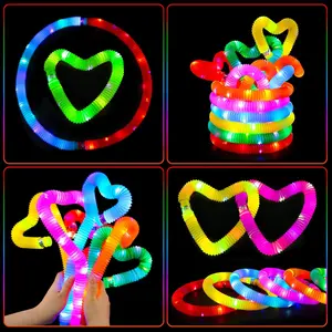 Mantyplay 24 Pcs Light Up Glow Sticks LED Pop Tubes for Kids 4-8 Glow in The Dark Party Favors Bridesmaids&Wedding Decor Halloween Wedding Birthday Christmas Gifts Goodie Bag Filler Stuffers Colorful Plastic Eye Modes Adjustable Stable Fast Slow Flashing