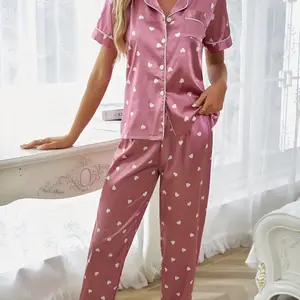 Heart shaped pink pajama Nightwear Womenswear Comfortable Loungewear Lightweight Soft